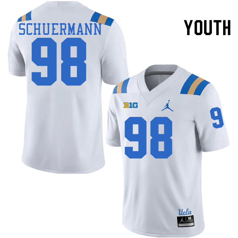 Youth #98 Luke Schuermann UCLA Bruins College Football Jerseys Stitched-White